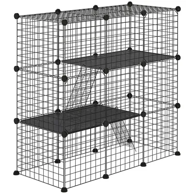 31 Panels Small Animal Cage, Chinchilla Cage W/ Doors Ramps