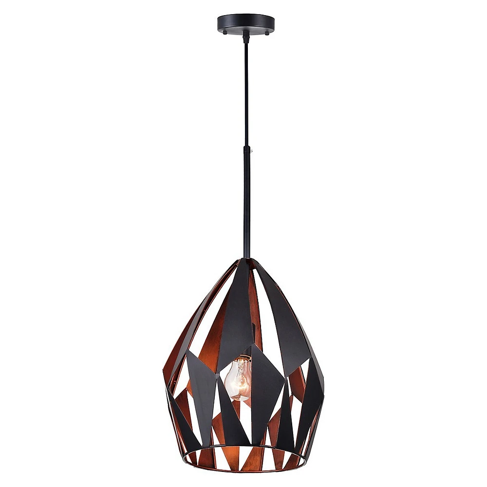 Oxide Black & Copper Finish 1-Light Down Pendant