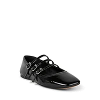 Stanly Triple-Strap Vegan Leather Flats