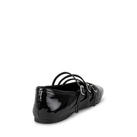 Stanly Triple-Strap Vegan Leather Flats