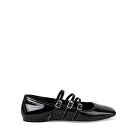 Stanly Triple-Strap Vegan Leather Flats