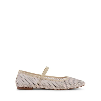 Roster Rhinestone-Mesh Ballerina Flats