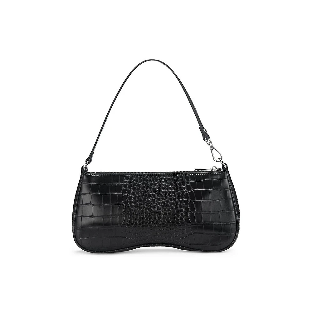 Eva Croc-Embossed Shoulder Bag