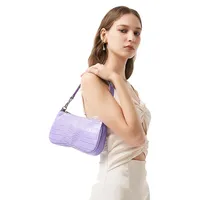 Eva Croc-Embossed Vegan Leather Shoulder Bag