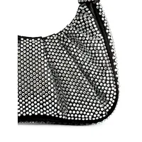 Medium Gabbi Artificial Crystal Ruched Baguette Hobo Handbag