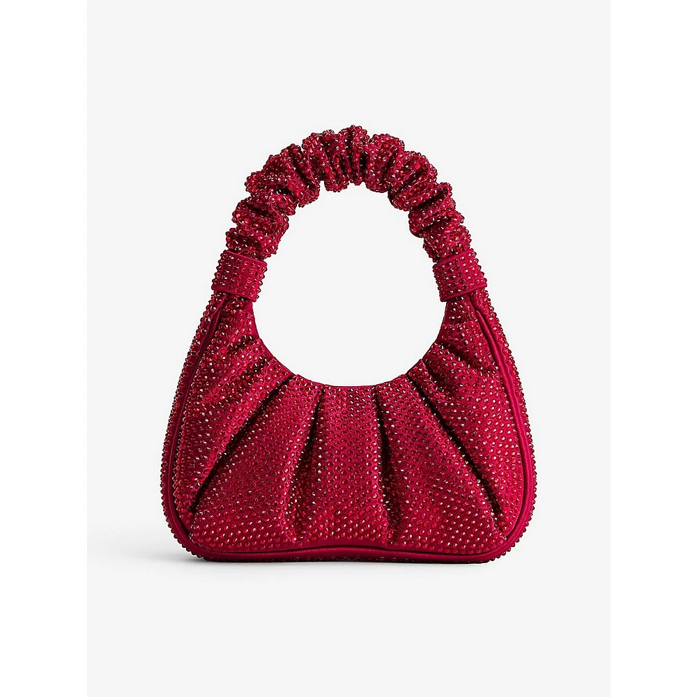 Gabbi Artificial Crystal Medium Ruched Hobo Handbag