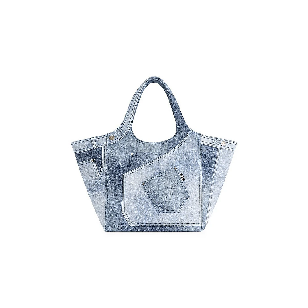 Eliana Denim Embossed Tote Bag