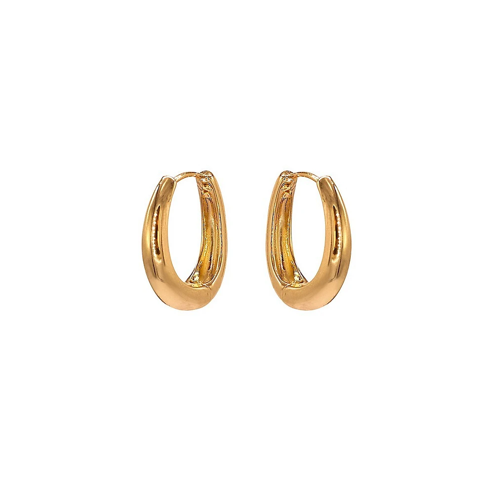 Goldplated Twisted Oval Polished Huggie Earrings