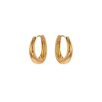 Goldplated Twisted Oval Polished Huggie Earrings