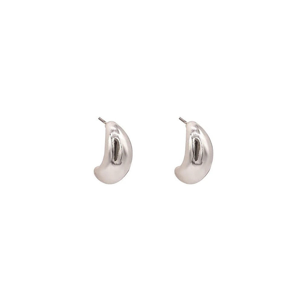 Silver-Plated Curved Dome Earrings