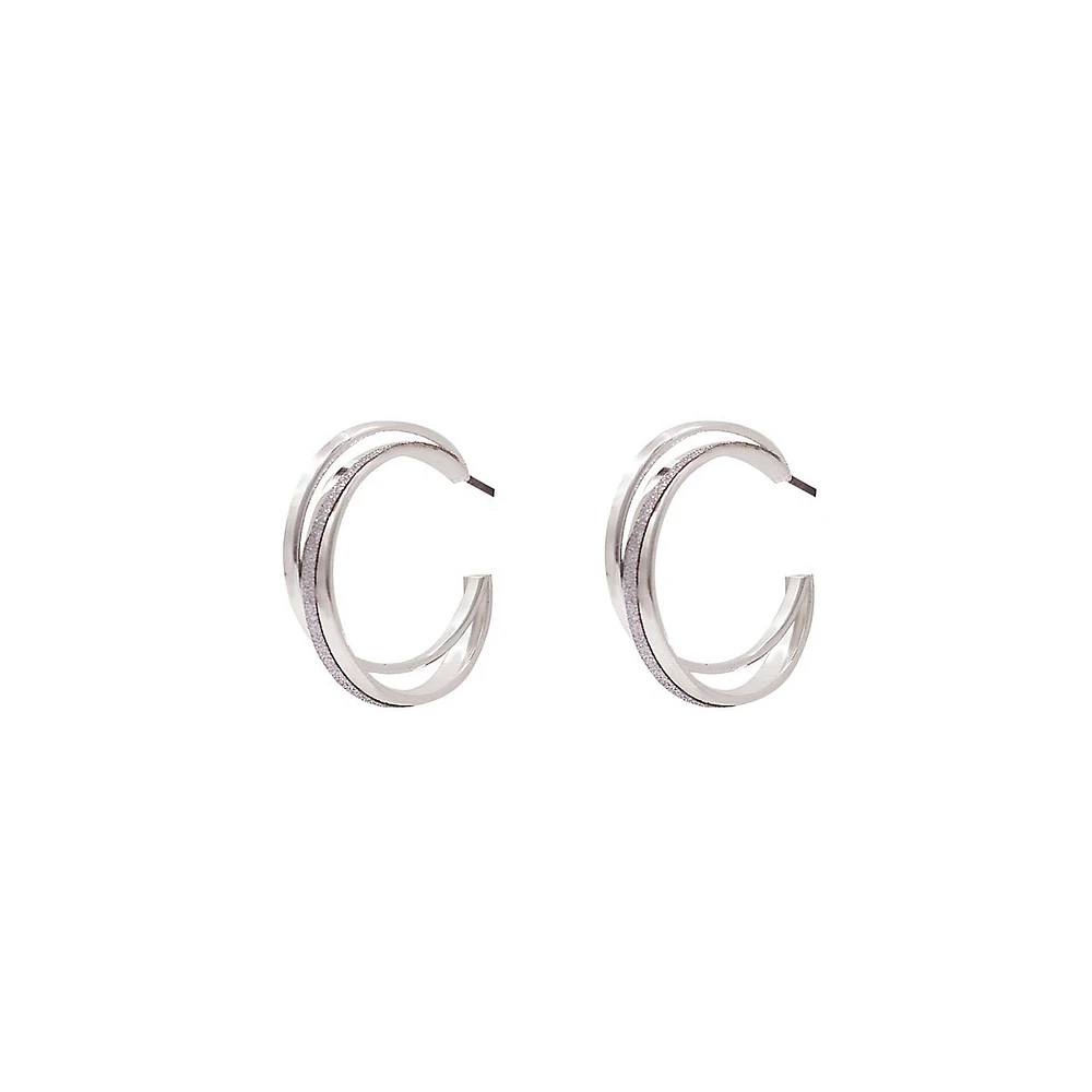 Silver-Plated Double Hoop Earrings