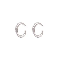 Silver-Plated Double Hoop Earrings