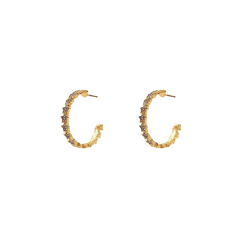 Goldplated Star Crystal Half Hoop Earrings