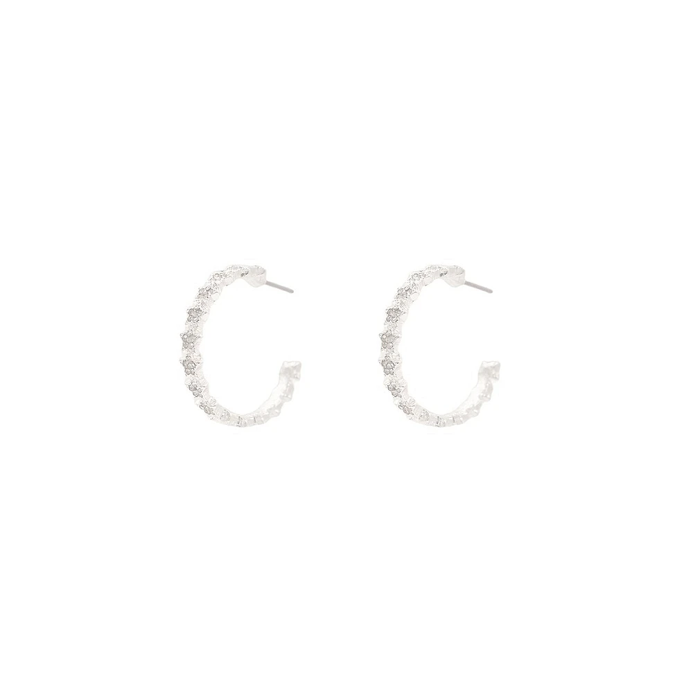 Silver-Plated Star Crystal Half-Hoop Earrings