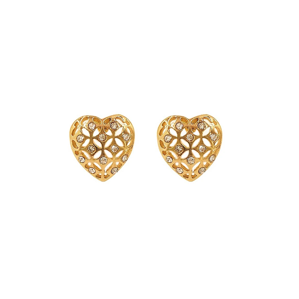 Goldplated Filigree Heart Stud Earrings