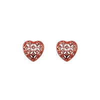 Filigree Heart Rose-Goldplated Stud Earrings