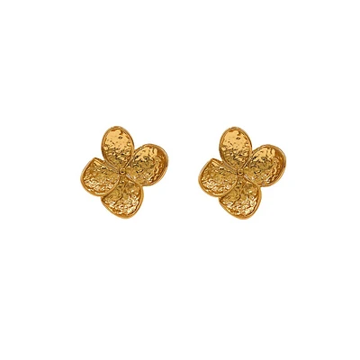 Boucles d'oreilles à tige en forme de fleur plaquées or