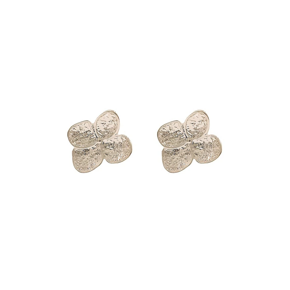 Boucles d'oreilles à tige modernes en forme de fleur plaquées argent