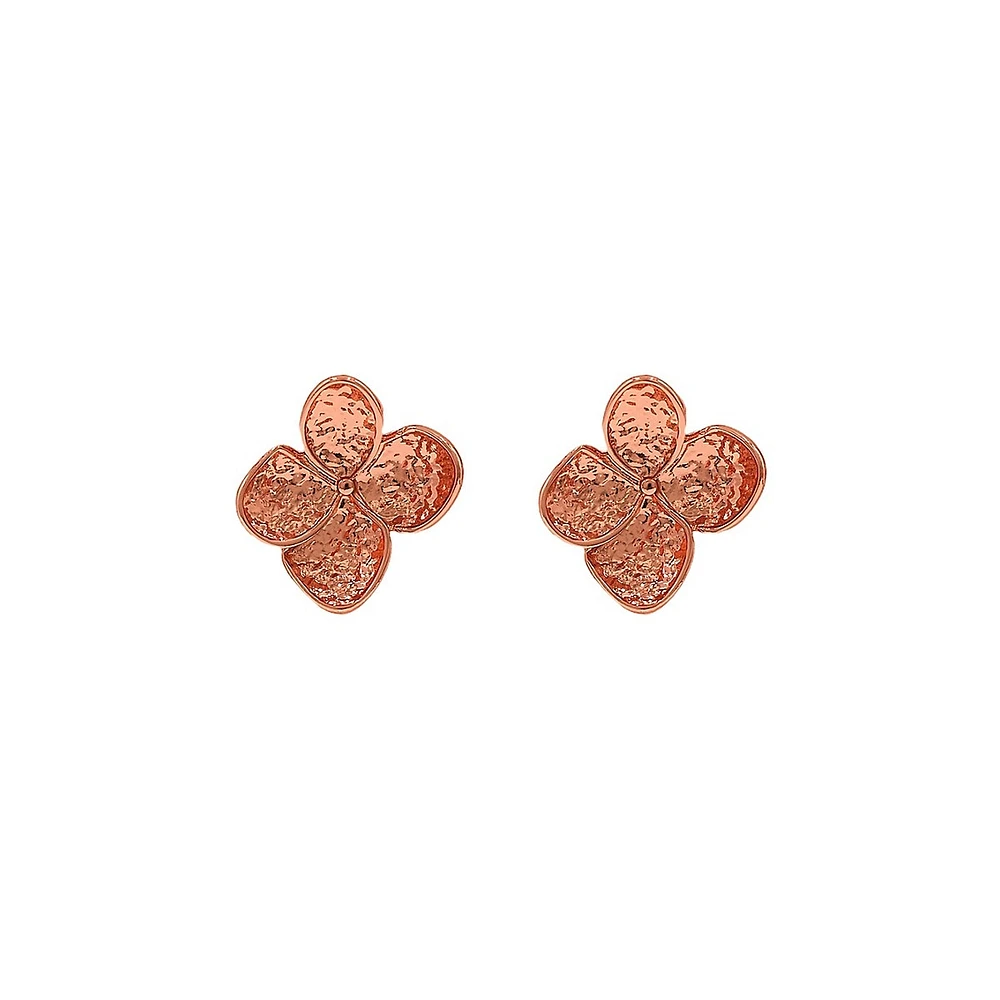 Boucles d'oreilles à tige en forme de fleur plaquées or rose