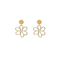 Goldplated Open Flower Drop Earrings