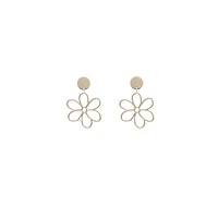 Boucles d'oreilles pendantes en forme de fleur ouverte plaquées argent