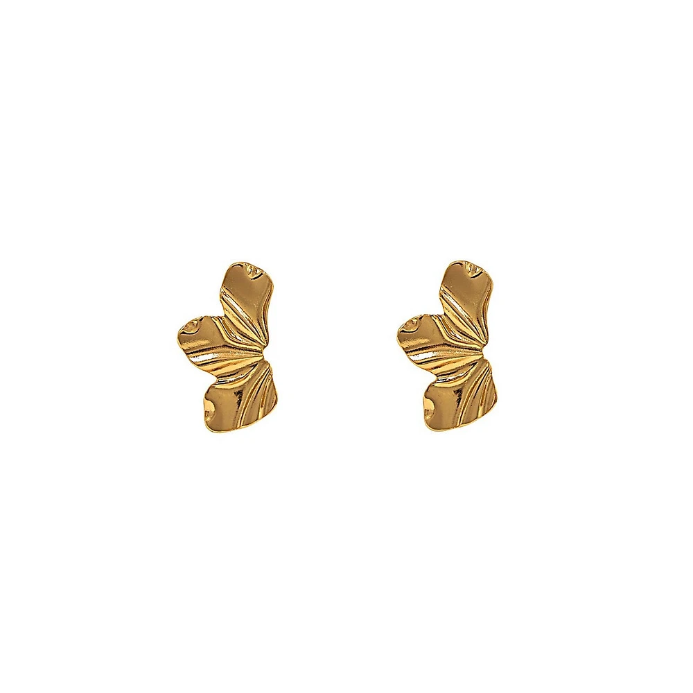 Large Goldplated Half Flower Stud Earrings