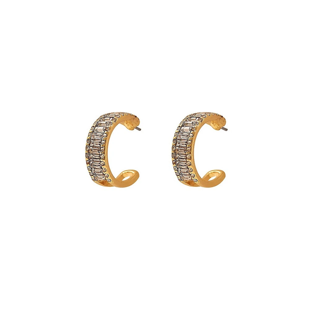 Goldplated Crystal Hoop Huggie Earrings