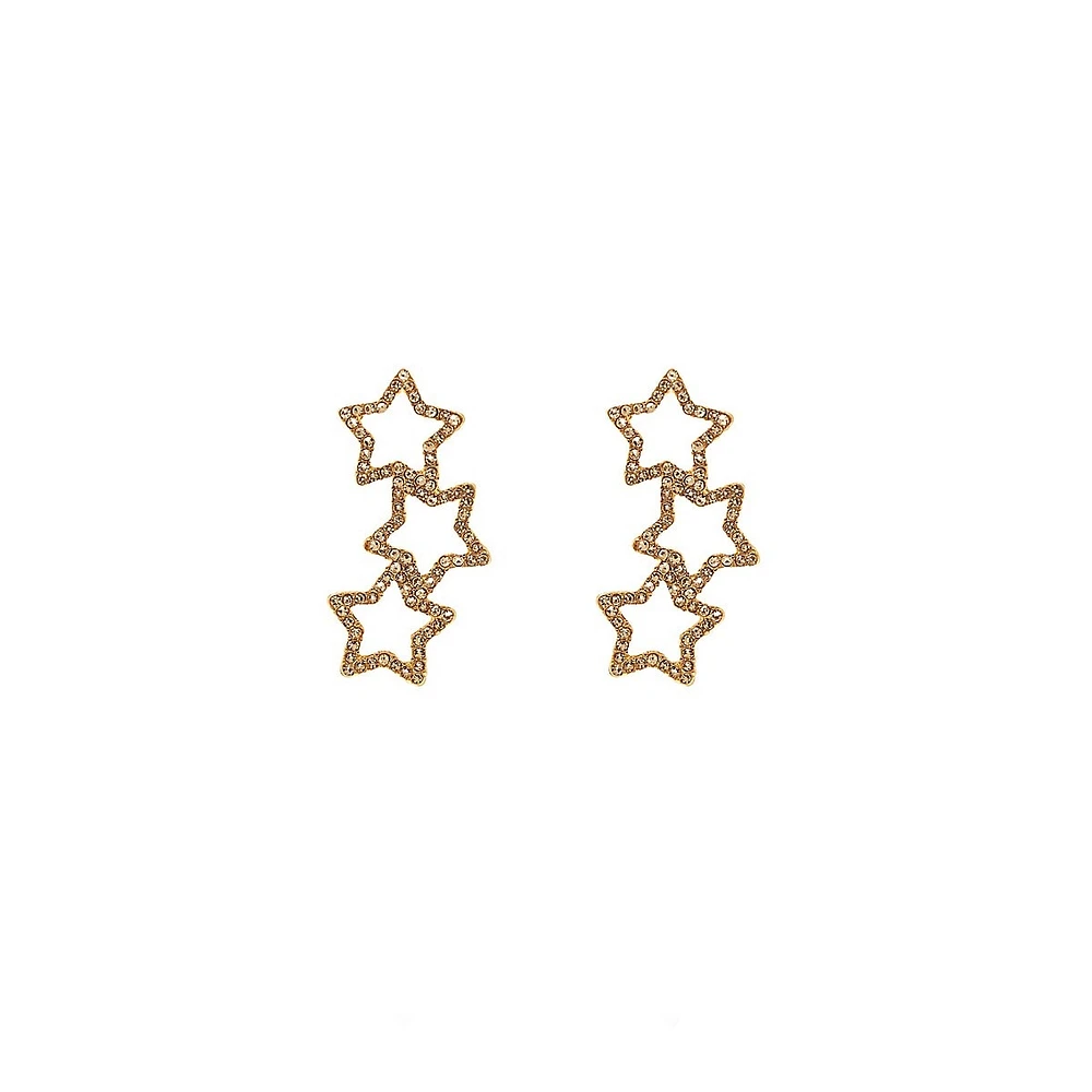 Goldplated Open Star Drop Earrings