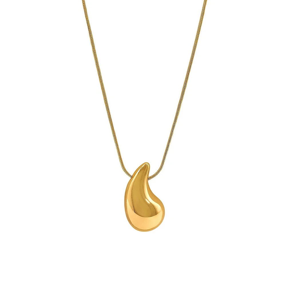 Goldplated Snake Chain Teardrop-Pendant Necklace