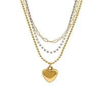 Two-Tone Triple Heart Layered Necklace