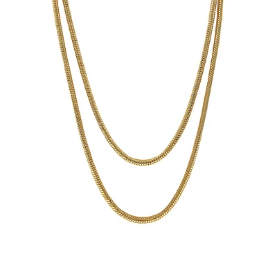 Goldplated Double-Row Snake-Chain Necklace