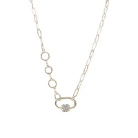 Silver-Plated & Crystal Paperclip-Pendant Necklace