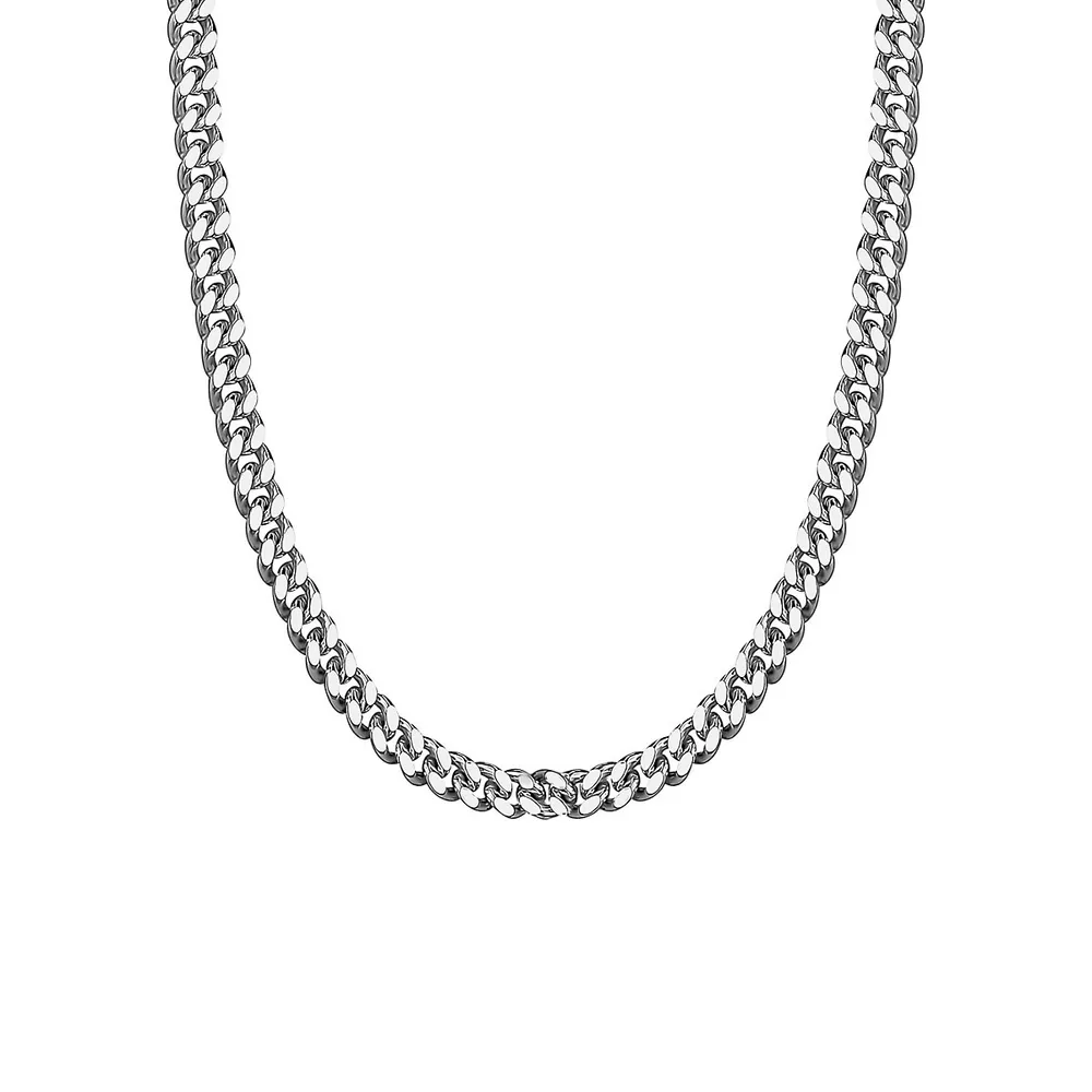 Italian Silver Large Curb Chain Necklace