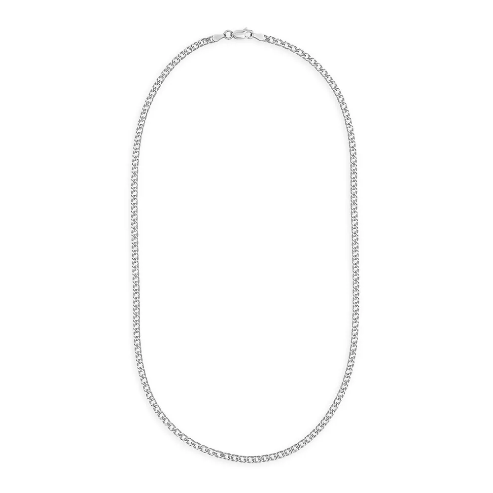 Italian Sterling Silver Lace Curb Chain Necklace