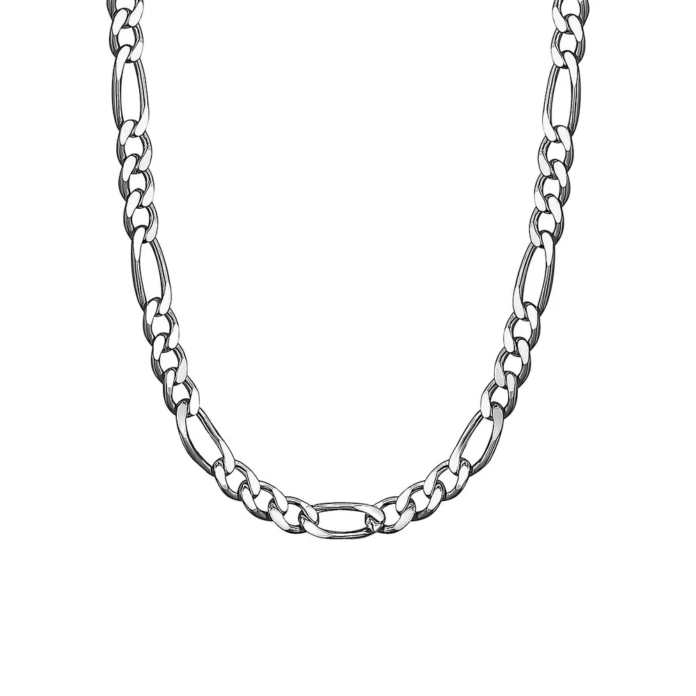 Italian Sterling Silver 18" Medium Figaro Chain Necklace