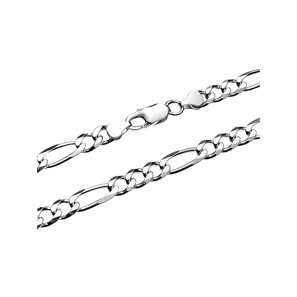 Italian Sterling Silver 18" Medium Figaro Chain Necklace