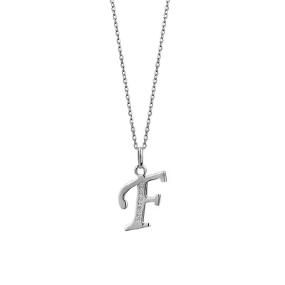 Sterling Silver & Cubic Zirconia Script "F" Initial Pendant Necklace - 18"