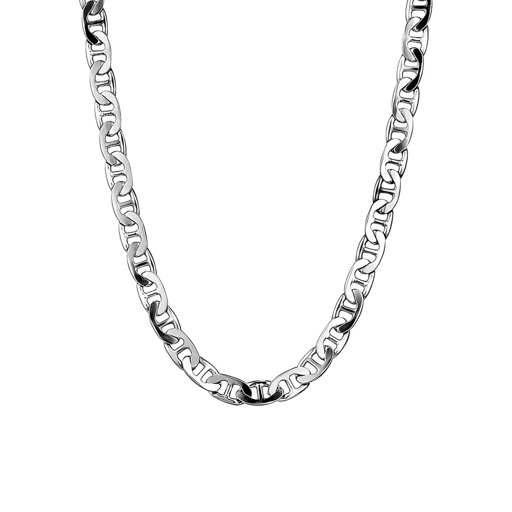 Men's Sterling Silver Medium Marine Link Chain Necklace - 24-Inch