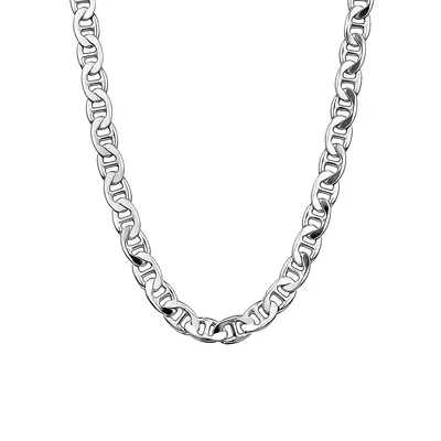 Men's Large Sterling Silver Marine Link Chain Necklace - 22-Inch x 6.5MM