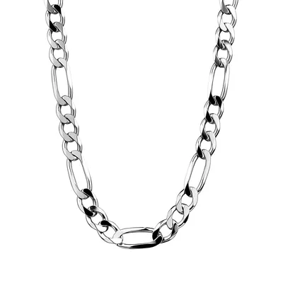 Men's Sterling Silver Heavy Figaro Link Chain Necklace - 24-Inch
