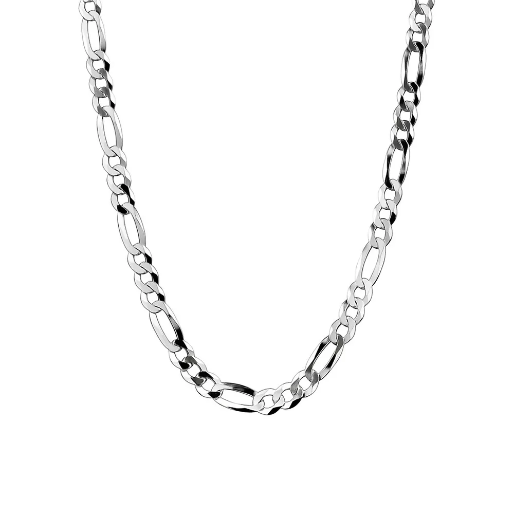 Men's Sterling Silver Figaro Link Chain Necklace - 24-Inch