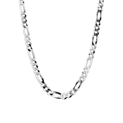 Men's Sterling Silver Figaro Link Chain Necklace - 24-Inch