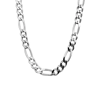 Men's Sterling Silver Figaro Link Chain Necklace - 22-Inch x 6MM