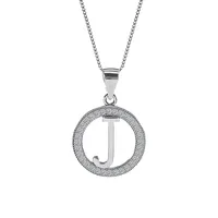 Sterling Silver Polished Initial & Cubic Zirconia Halo Pendant Necklace