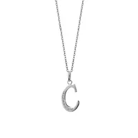 Sterling Silver & Cubic Zirconia Script "C" Initial Pendant Necklace -18"