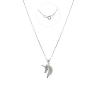 Sterling Silver and Cubic Zirconia Unicorn Head Pendant Necklace