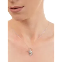 Sterling Silver and Cubic Zirconia Unicorn Head Pendant Necklace