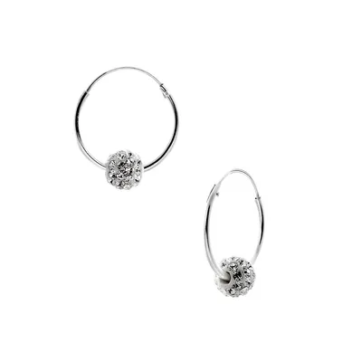 Sterling Silver & Crystal Hoop Earrings