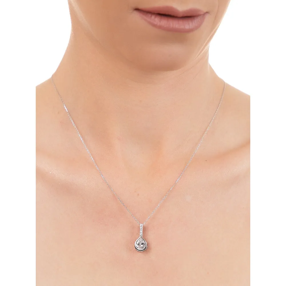 Sterling Silver & Cubic Zirconia Teardrop Pendant Necklace