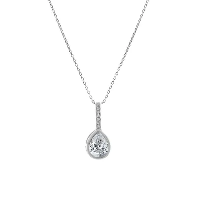 Sterling Silver & Cubic Zirconia Teardrop Pendant Necklace